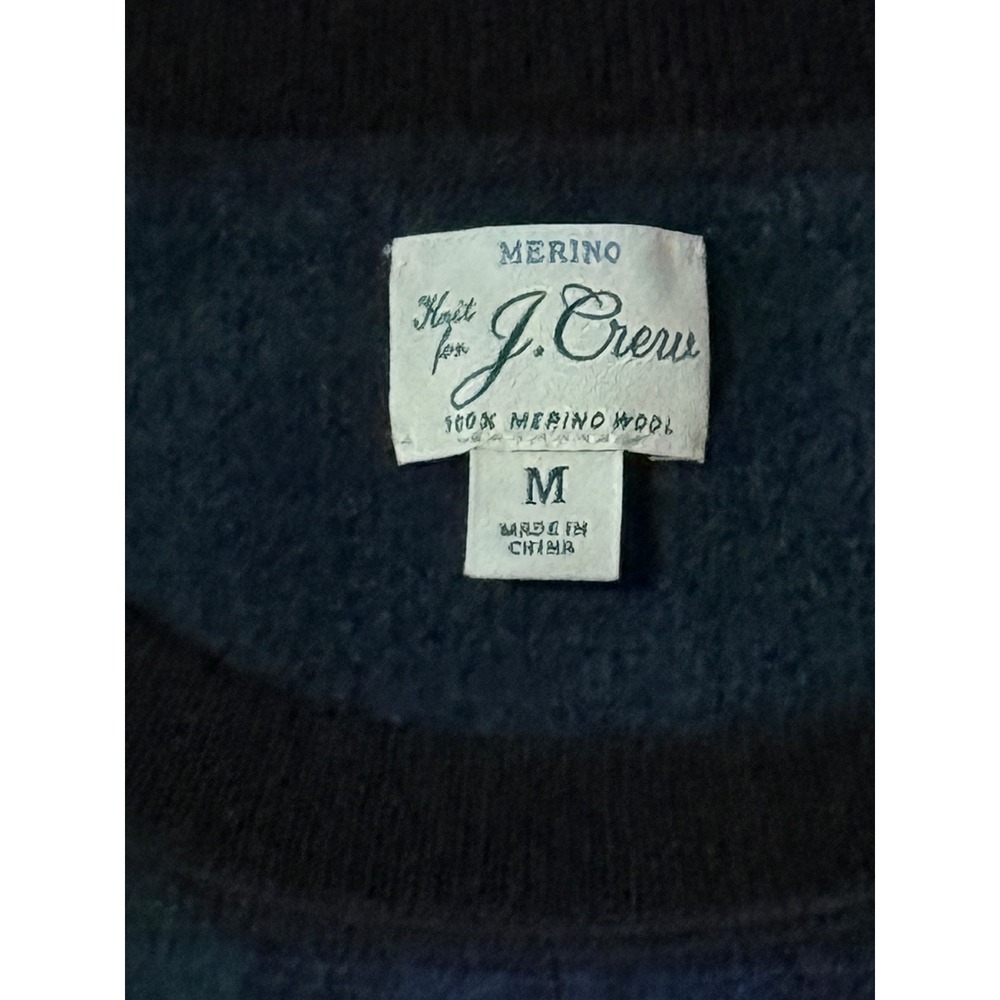 J. Crew Mens Sz M Merino Wool Black Watch Plaid Sweater Elbow Patches Blue Green View 3